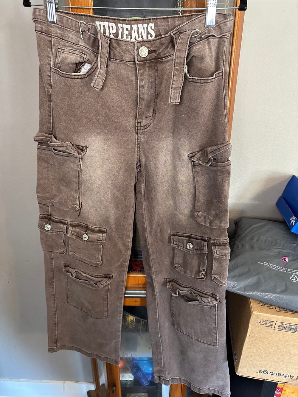 VIP Brown Cargo-Style Relaxed Pants
